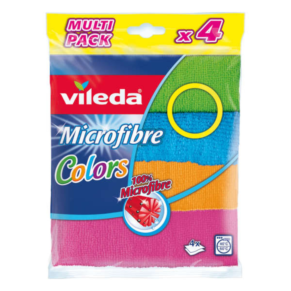 VILEDA MICROFIBER CLOTH COLORS 4 PCS SET 