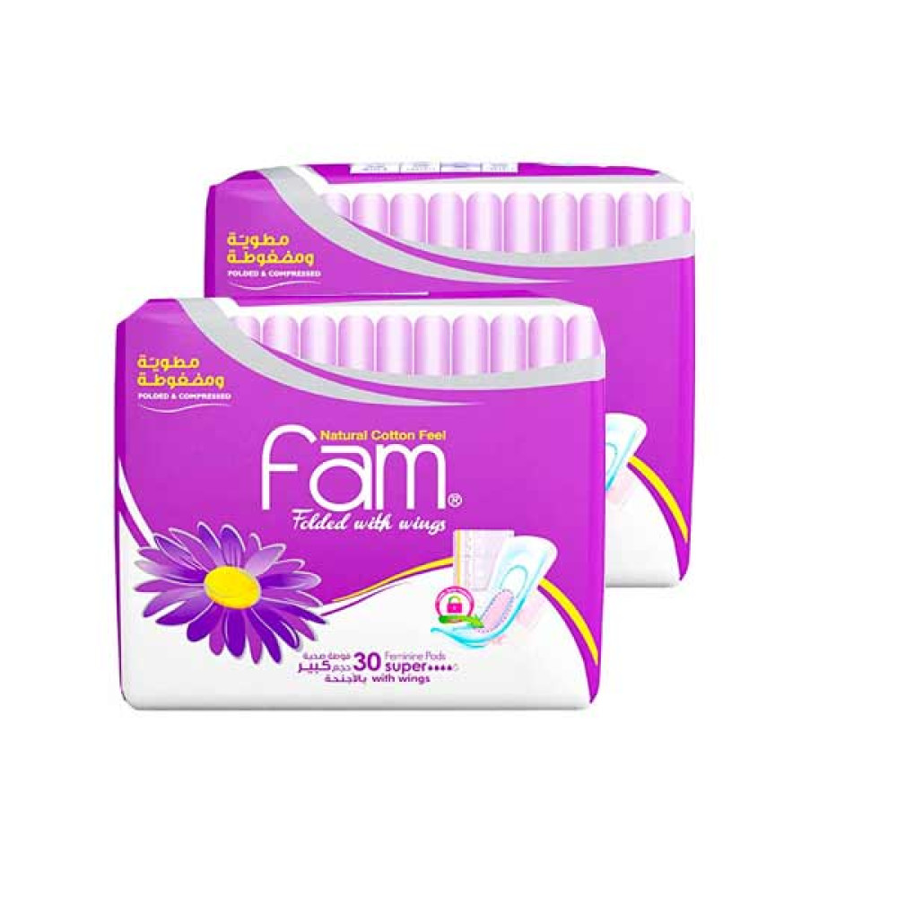 FAM FEMININE NAPKINS TRIFOLD SUPER 60 PADS 