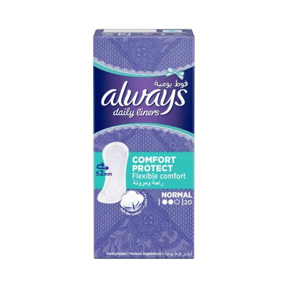 ALWAYS DAILY LINERS COMFORT PROTECT NORMAL 20 PADS 