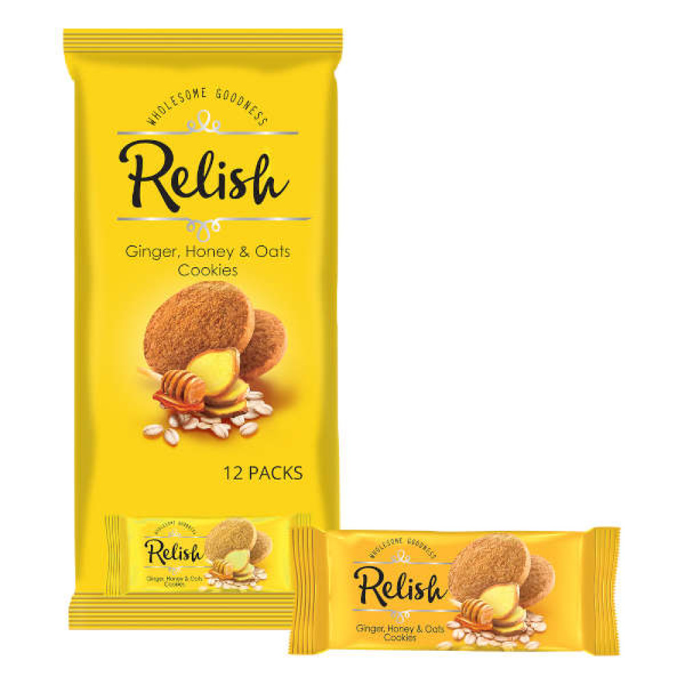 NABIL RELISH GINGER, HONEY &; OATS COOKIES 12 X 42GM 
